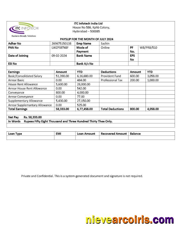 ITC Infotech payslip 2